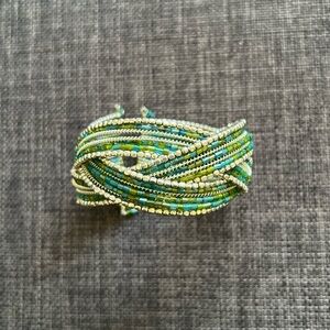 Women’s Silver and Turquoise Tone Bead Bracelet